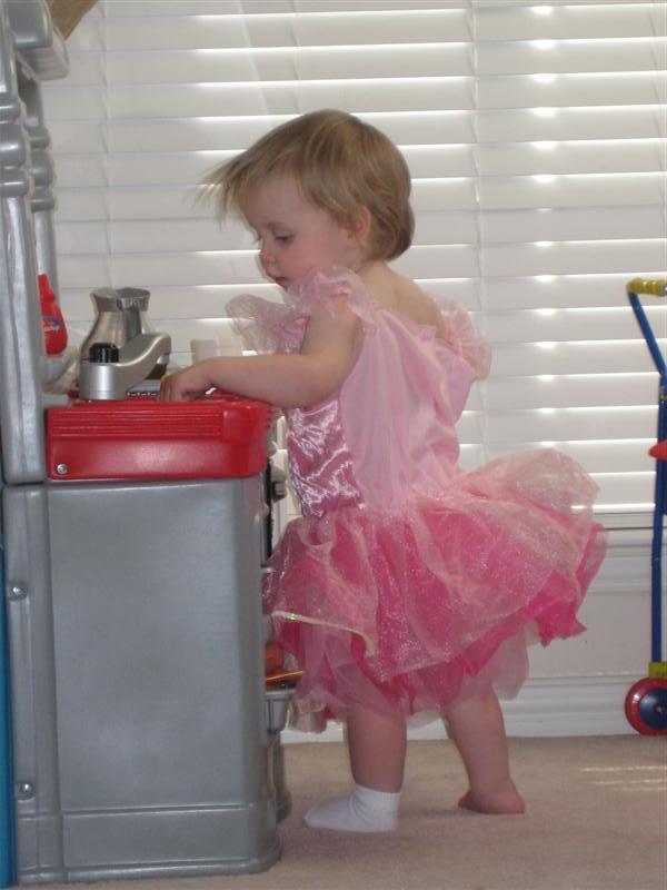 Jess_LittlePrincess-7.JPG - OK.  So, I'm dressed as a Princess and making coffee!? - Must have been a rough morning?...